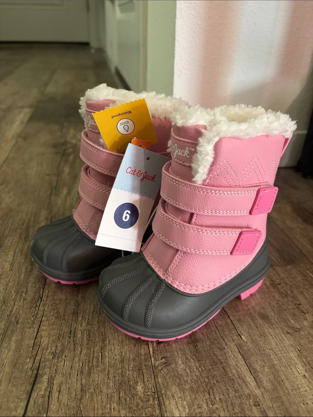 Cat & Jack Pink and Gray Kids Waterproof Snow Boots